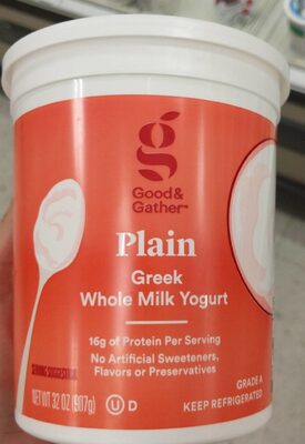 Target Stores PLAIN GREEK WHOLE MILK YOGURT, PLAIN
