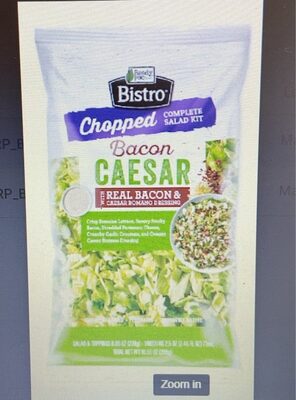 BACON CAESAR CRISP ROMAINE LETTUCE, SAVORY SMOKY BACON, SHREDDED PARMESAN CHEESE, CRUNCHY GARLIC CROUTONS, AND CREAMY CAESAR ROMANO DRESSING CHOPPED COMPLETE SALAD KIT, BACON CAESAR