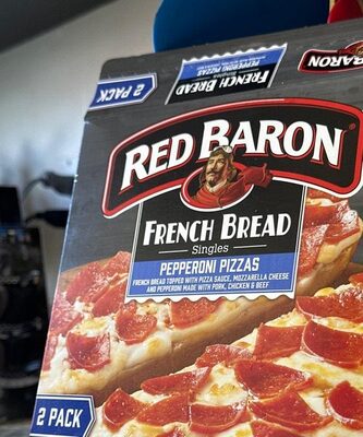 PEPPERONI FRENCH BREAD TOPPED WITH PIZZA SAUCE, MOZZARELLA CHEESE FRENCH BREAD SINGLES PIZZAS, PEPPERONI