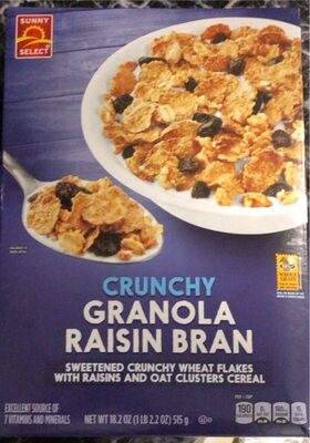 CRUNCHY GRANOLA RAISIN BRAN SWEETENED CRUNCHY WHEAT FLAKES WITH RAISINS AND OAT CLUSTERS CEREAL, CRUNCHY