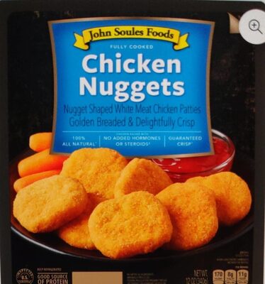 CHICKEN FULLY COOKED NUGGETS SHAPED WHITE MEAT CHICKEN PATTIES GOLDEN BREADED & DELIGHTFULLY CRISP, CHICKEN