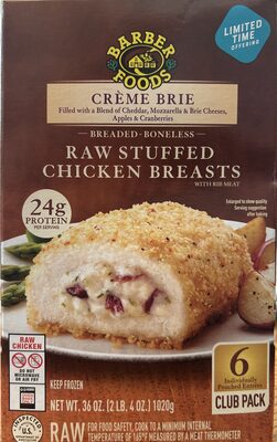 CREME BRIE RAW STUFFED CHICKEN BREASTS WITH RIB MEAT, CREME BRIE