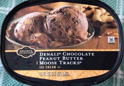 DENALI CHOCOLATE PEANUT BUTTER MOOSE TRACKS ICE CREAM, DENALI CHOCOLATE PEANUT BUTTER MOOSE TRACKS