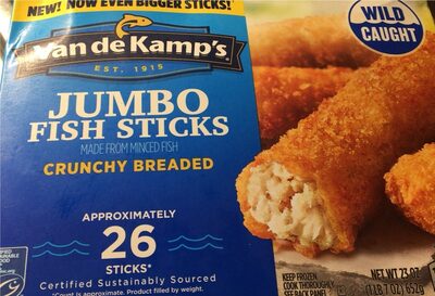 CRUNCHY BREADED JUMBO FISH STICKS, CRUNCHY BREADED