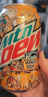 BAJA MANGO GEM SODA WITH A BLAST OF NATURAL AND ARTIFICIAL MANGO FLAVOR, BAJA MANGO GEM