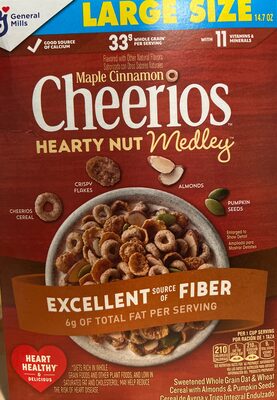 Cheerios Hearty Nut Medley Maple Cinnamon Breakfast Cereal Large Size
