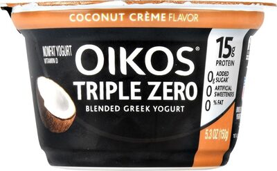 COCONUT CREME FLAVOR TRIPLE ZERO BLENDED GREEK NONFAT YOGURT, COCONUT CREME