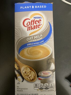 Coffee mate Oat Milk Vanilla Natural Flavor, Plant Based Liquid Creamer Singles - 0.375 fl oz, 4 boxes of 50 Single Creamers