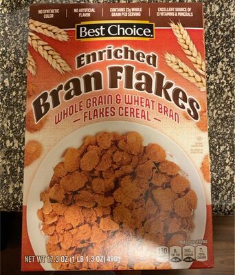 ENRICHED BRAN FLAKES WHOLE GRAIN & WHEAT BRAN FLAKES CEREAL, ENRICHED BRAN FLAKES