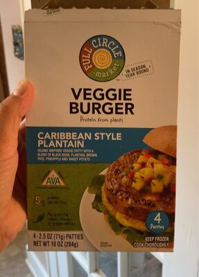 CARIBBEAN STYLE PLANTAIN ISLAND INSPIRED VEGGIE PATTY WITH A BLEND OF BLACK BEAN, PLANTAIN, BROWN RICE, PINEAPPLE AND SWEET POTATO VEGGIE BURGER PATTIES, CARIBBEAN STYLE PLANTAIN