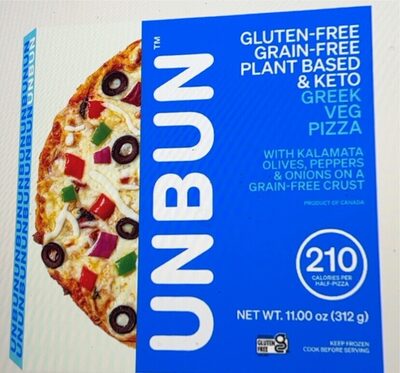 GREEK VEG WITH KALAMATA OLIVES, PEPPERS & ONIONS ON A GRAIN-FREE CRUST PIZZA, GREEK VEG