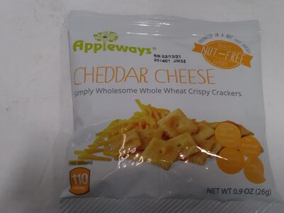 Appleways Whole Grain 0.9 oz Cheddar Cheese Crispy Crackers, Individually Wrapped, Each