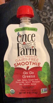 GO-GO GREENS ORGANIC APPLE, BANANA, PUMPKIN SEED, COCONUT MILK, SPINACH, WHEATGRASS, KALE, SPIRULINA, MORINGA DAIRY-FREE SMOOTHIE, GO-GO GREENS