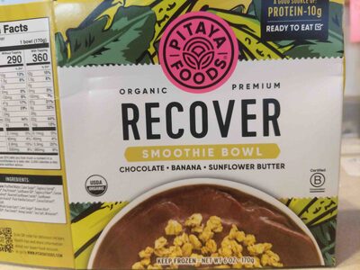 CHOCOLATE, BANANA, SUNFLOWER BUTTER ORGANIC RECOVER PREMIUM SMOOTHIE BOWL, CHOCOLATE, BANANA, SUNFLOWER BUTTER