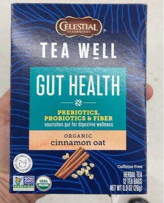 CINNAMON OAT ORGANIC GUT HEALTH PREBIOTICS, PROBIOTICS & FIBER CAFFEINE FREE HERBAL TEA BAGS, CINNAMON OAT
