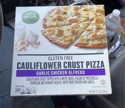 GARLIC CHICKEN ALFREDO GLUTEN FREE CAULIFLOWER CRUST PIZZA, GARLIC CHICKEN ALFREDO