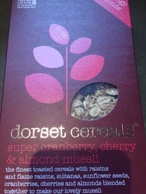 DORSET CEREALS, SUPER CRANBERRY, CHERRY & ALMOND MUESLI TOASTED CEREAL