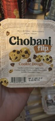 COOKIE DOUGH VANILLA LOW-FAT GREEK YOGURT WITH COOKIE DOUGH PIECES, COOKIE RICE CRISPS & MILK CHOCOLATE CHIPS, COOKIE DOUGH