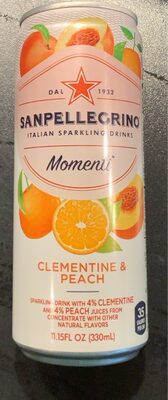 CLEMENTINE & PEACH SPARKLING DRINK WITH 4% CLEMENTINE AND 4% PEACH JUICES FROM CONCENTRATE, CLEMENTINE & PEACH
