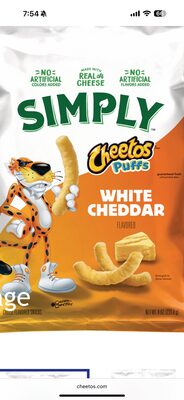 Cheetos Simply Puffs White Cheddar Cheese 8 Ounce Plastic Bag
