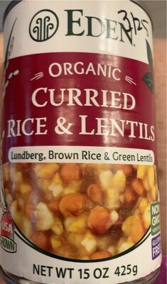 CURRIED RICE & BEANS LUNDBERG BROWN RICE & GREEN LENTILS, CURRIED RICE & BEANS