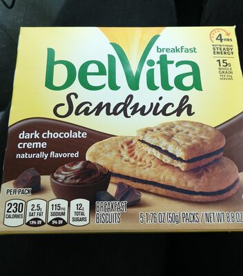 DARK CHOCOLATE CREME FLAVORED SANDWICH BREAKFAST BISCUITS, DARK CHOCOLATE CREME