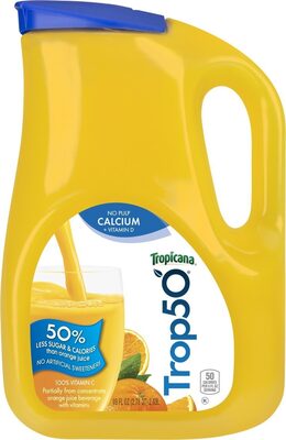 Tropicana Trop50 NoPulp Calcium & Vitamin D Orange Juice 89 Fluid Ounce Plastic Bottle