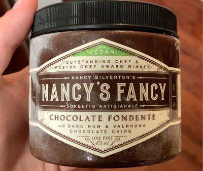 CHOCOLATE FONDENTE WITH DARK RUM & VALRHONA CHOCOLATE CHIPS SORBETTO, CHOCOLATE FONDENTE