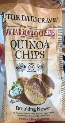 GOUDA & ROMANO CHEESE FLAVORED WITH CRACKED PEPPER QUINOA CHIPS, GOUDA & ROMANO CHEESE