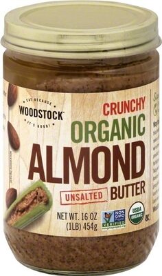 CRUNCHY & UNSALTED ORGANIC ALMOND BUTTER, CRUNCHY & UNSALTED