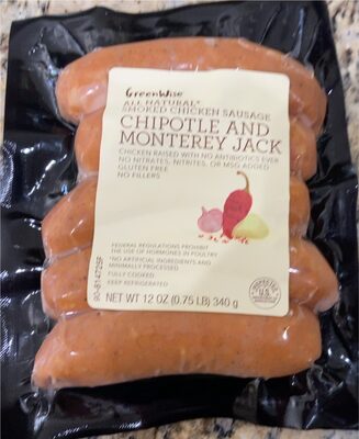 CHIPOTLE WITH MONTEREY JACK SMOKED CHICKEN SAUSAGE, CHIPOTLE WITH MONTEREY JACK