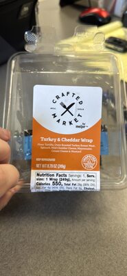 TURKEY & CHEDDAR FLOUR TORTILLA, OVEN ROASTED TURKEY BREAST MEAT, SPINACH, MILD CHEDDAR CHEESE, MAYONNAISE, CREAM CHEESE & MUSTARD WRAP, TURKEY & CHEDDAR