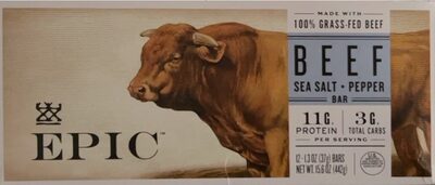 EPIC Sea Salt Pepper Beef Bars 12 Count