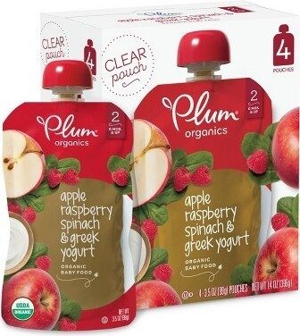 PLUM STAGE2 GREEK YOGURT BABY FOOD RASPBERRY SPINACH