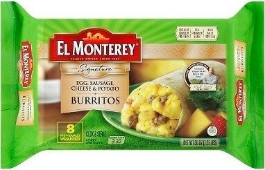 EGG, SAUSAGE, CHEESE & POTATO BURRITOS, EGG, SAUSAGE, CHEESE & POTATO