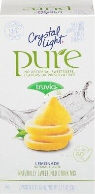 CRYSTAL LIGHT, PURE NATURALLY SWEETENED DRINK MIX, LEMONADE, LEMONADE