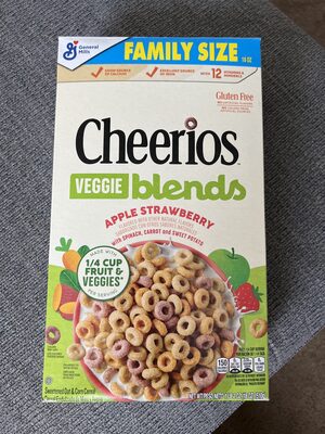 Cheerios Veggie Blends Apple Strawberry Breakfast Cereal Family Size