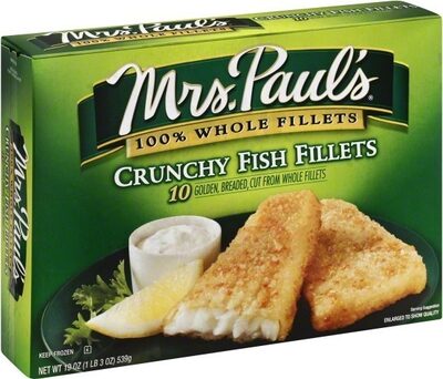 CRUNCHY BREADED 100% WHOLE FISH FILLETS, CRUNCHY BREADED