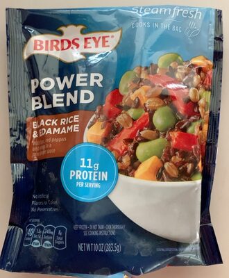 BLACK RICE & EDAMAME WITH FARRO, RED PEPPERS AND MANGO IN A MISO GINGER SAUCE POWER BLEND, BLACK RICE & EDAMAME