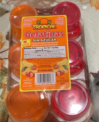 ASSORTED SUGAR FREE GELATIN, STRAWBERRY BANANA, ORANGE MANGO, FRESA BANANA, NARANJA MANGO