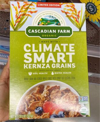 CLIMATE SMART KERNZA GRAINS WHOLE GRAIN AND KERNZA WHEAT FLAKES WITH HONEY OAT CLUSTERS CEREAL, CLIMATE SMART
