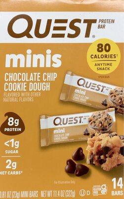 CHOCOLATE CHIP COOKIE DOUGH MINIS PROTEIN BARS, CHOCOLATE CHIP COOKIE DOUGH