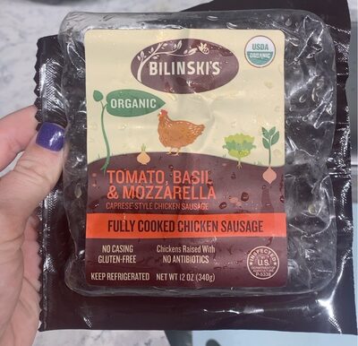 TOMATO, BASIL & MOZZARELLA CAPRESE-STYLE CHICKEN SAUSAGE, TOMATO, BASIL & MOZZARELLA