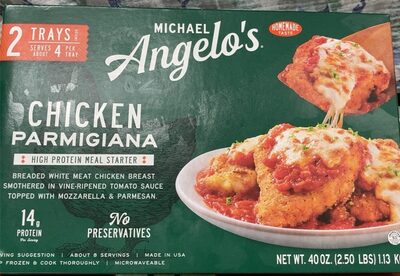 CHICKEN PARMIGIANA BREADED WHITE MEAT CHICKEN BREAST SMOTHERED IN VINE-RIPENED TOMATO SAUCE TOPPED WITH MOZZARELLA & PARMESAN HIGH PROTEIN MEAL STARTER, CHICKEN PARMIGIANA