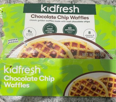 CHOCOLATE CHIP CLASSIC GOLDEN WAFFLES MADE WITH REAL CHOCOLATE CHIPS, CHOCOLATE CHIP