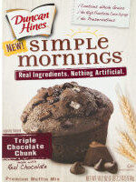 DUNCAN HINES, SIMPLE MORNINGS, PREMIUM MUFFIN MIX, TRIPLE CHOCOLATE CHUNK