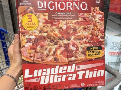 DIGIORNO Ultra Thin Crust Loaded Carnivore Pizza Club Pack 3x15oz Box