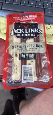BEEF & PEPPER JACK SMOKED BEEF STICKS & MONTEREY JACK CHEESE WITH JALAPENO PEPPERS, BEEF & PEPPER JACK
