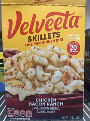 CHICKEN BACON RANCH ELBOW PASTA WITH CREAMY CHEESE SAUCE, PREMIUM SEASONINGS & BACON BITS, CHICKEN BACON RANCH