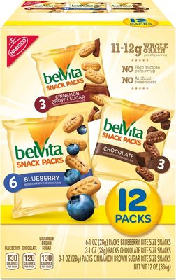BELVITA BITES BREAKFAST BISCUITS VARIETY PACK, 3 FLAVORS, 12 PACKS